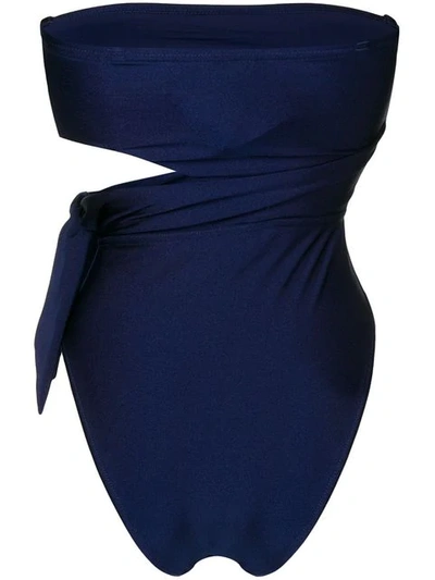Shop Zimmermann Strapless Swimsuit In Blue