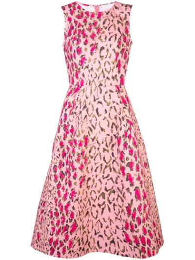 Shop Carolina Herrera Animal Print Midi Dress - Pink