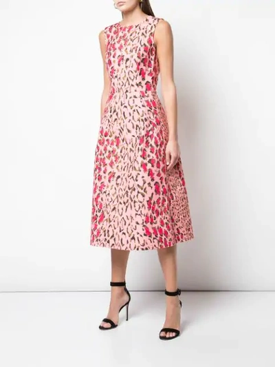 Shop Carolina Herrera Animal Print Midi Dress - Pink