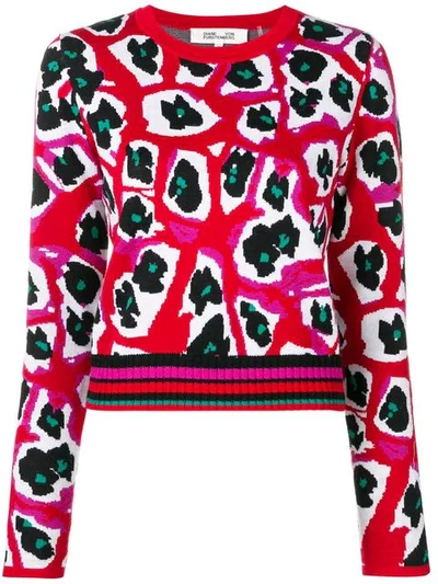 Shop Diane Von Furstenberg Printed Knit Jumper In Red