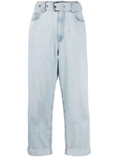 Shop Brunello Cucinelli Belted Wide-leg Jeans In Blue