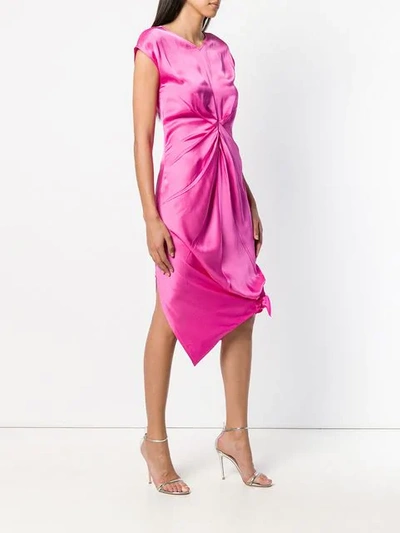 Shop Helmut Lang Knot Silk Dress In Pink
