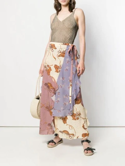 Shop Loewe Long Wrapped Skirt In Neutrals