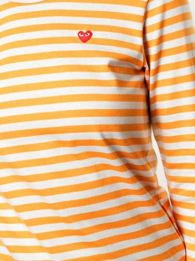 Shop Comme Des Garçons Play Striped Longsleeved T-shirt In Yellow