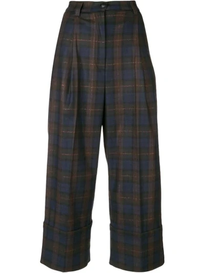 Shop I'm Isola Marras Cropped Check Trousers - Blue