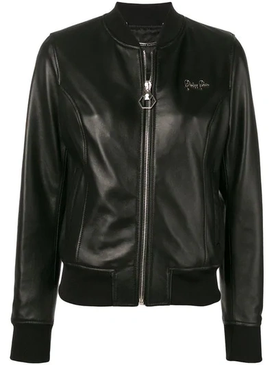 Shop Philipp Plein Zip Front Jacket In Black