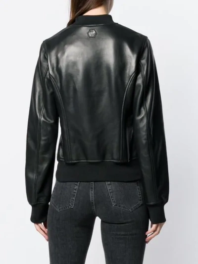 Shop Philipp Plein Zip Front Jacket In Black