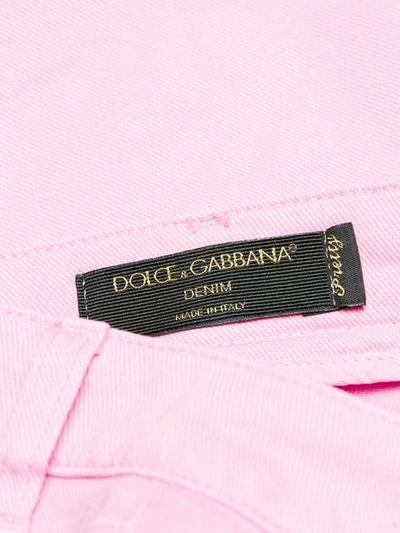 DOLCE & GABBANA 玫瑰纽扣紧身牛仔裤 - 粉色