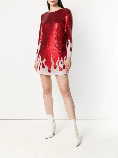 Shop Each X Other Fire Sequinned Mini Dress In Red