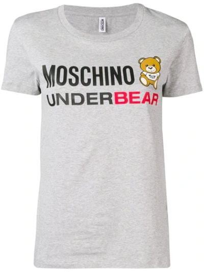 Shop Moschino 'underbear' Print T In Grey