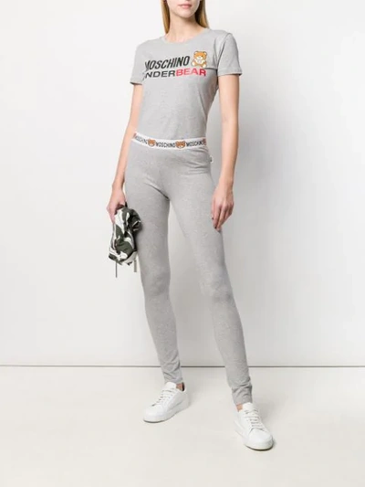 Shop Moschino 'underbear' Print T In Grey