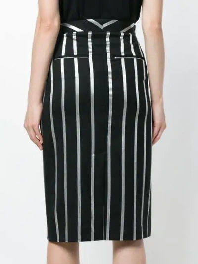 Shop Each X Other Striped Wrap-front Pencil Skirt In Black