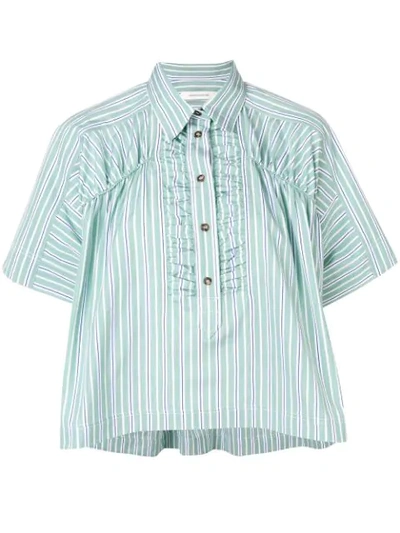Shop Cedric Charlier Box Fit Striped Shirt In Green