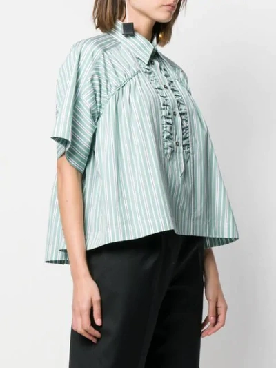 Shop Cedric Charlier Box Fit Striped Shirt In Green