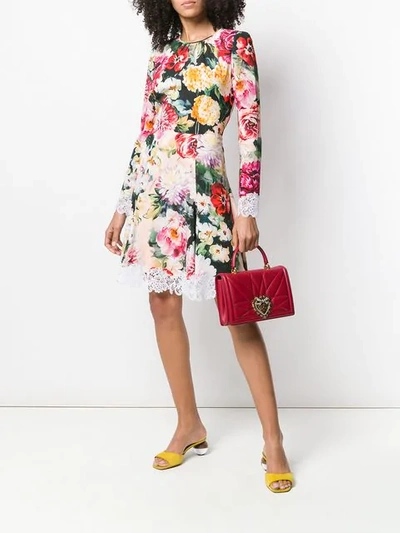 Shop Dolce & Gabbana Floral Print Mini Dress In Red