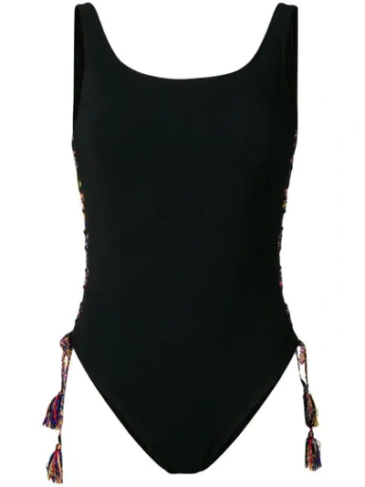 Shop Anjuna Lace-up Detail Swimsuit In Black