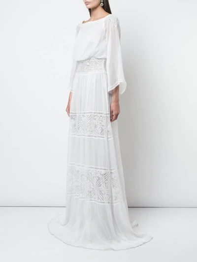 Shop Tadashi Shoji Embroidered Fluid Gown In Ivory