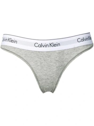 Calvin Klein Underwear Logo Band Thong In Grey | ModeSens
