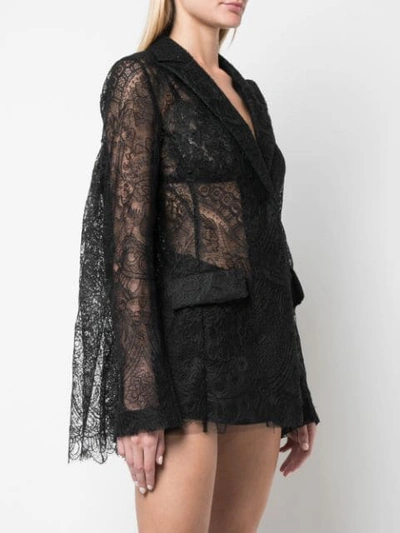 Shop Vera Wang Sheer Lace Fitted Jacket In Black