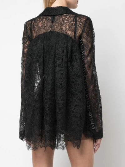 Shop Vera Wang Sheer Lace Fitted Jacket In Black