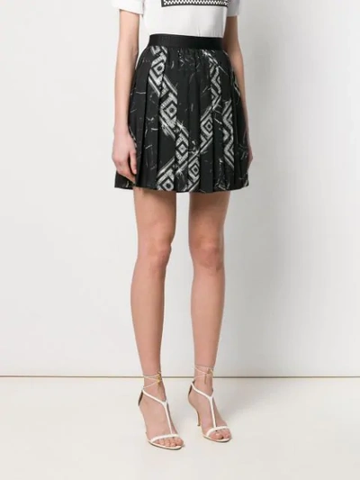 Shop Versace Collection Crystal Print Pleated Mini Skirt - Black