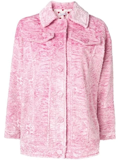Shop Vivetta Furry Shirt Jacket In Pink