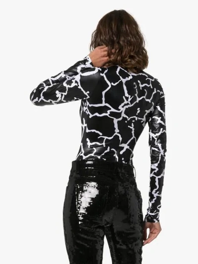 Shop Versace Crackle Print Bodysuit In A7008