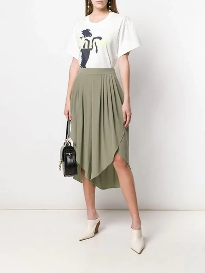 Shop Chloé Pleated Midi Skirt In Green