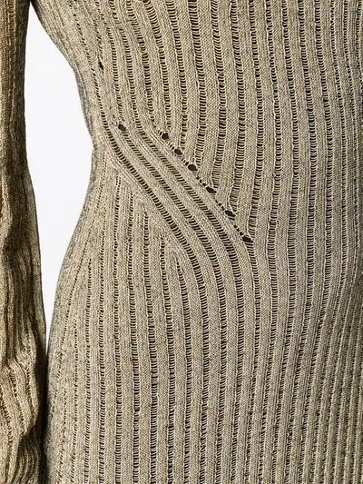 Shop Chloé Ribbed Knit Midi Dress In Neutrals