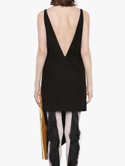 Shop Gucci Metallic Leather Asymmetric Mini Dress In Black