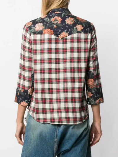 Shop R13 Exaggerated Collar Plaid Cowboy Shirt In Neutrals