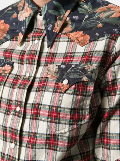 Shop R13 Exaggerated Collar Plaid Cowboy Shirt In Neutrals