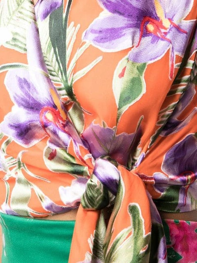 Shop Alice And Olivia Floral Wrap Top In Orange