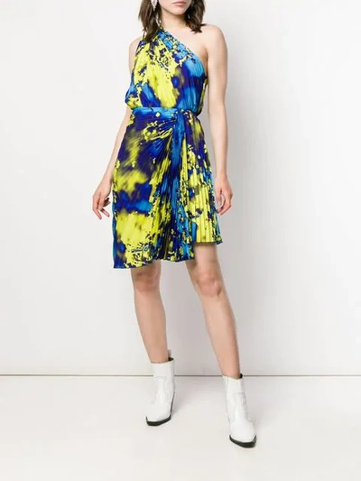 Shop Msgm One Shoulder Dress In Yellow