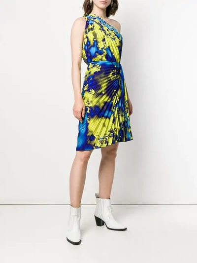 Shop Msgm One Shoulder Dress In Yellow