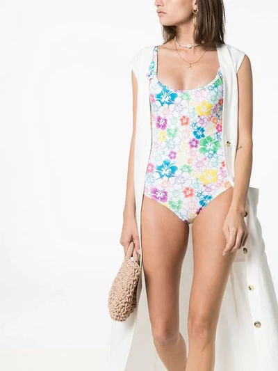 Shop All Things Mochi Vienna Floral Ruffled Swimsuit In White