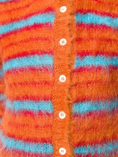 Shop Marni Striped Cardigan In Orange