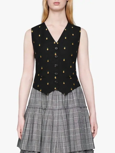 Shop Gucci Pineapple Fil Coupé Wool Vest In Black