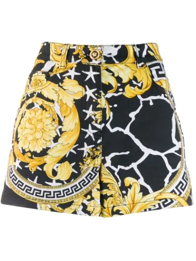 Shop Versace Baroque Print Shorts - Black