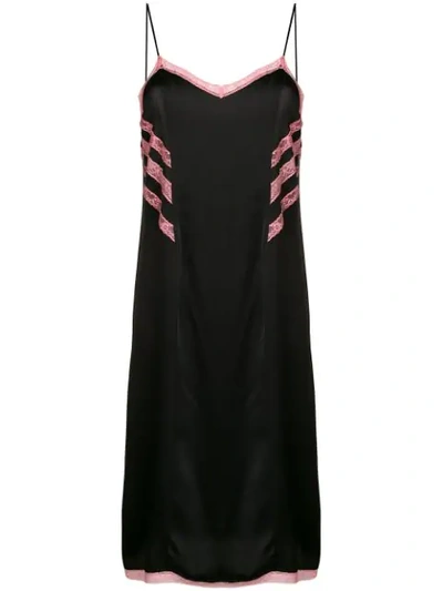 Shop Pinko Lace Trim Midi Shift Dress In Black