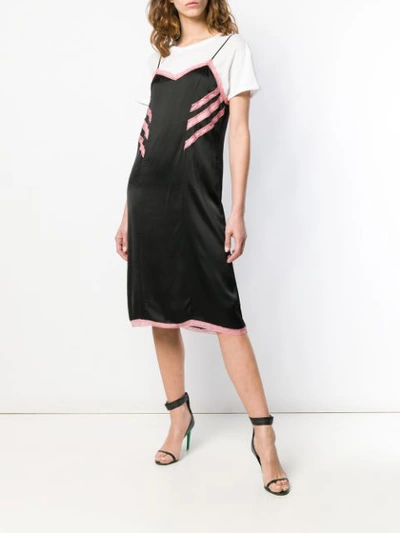 Shop Pinko Lace Trim Midi Shift Dress In Black