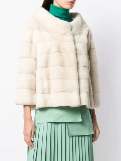 Shop Liska Angelina Short Fur Jacket In White