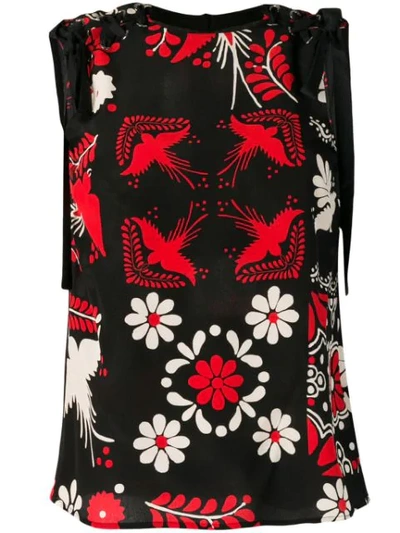 Shop Red Valentino Decorated Terrace Printed Top In Black