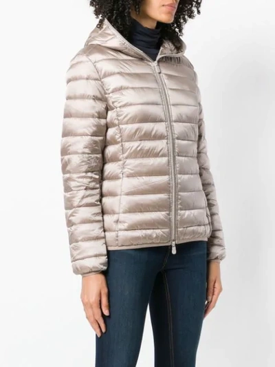 Shop Save The Duck Hooded Quilted Jacket - Neutrals