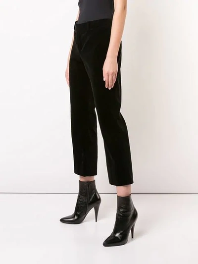 Shop Saint Laurent Cropped Trousers In Black