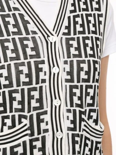 Pre-owned Fendi Ff Logo Knit Waistcoat In White