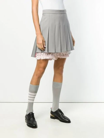 Shop Thom Browne Lace Trim Bloomer Miniskirt - Grey