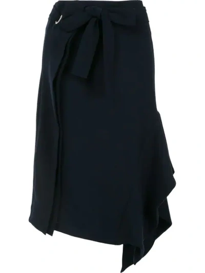 Shop Eudon Choi Asymmetric Draped Skirt In Blue