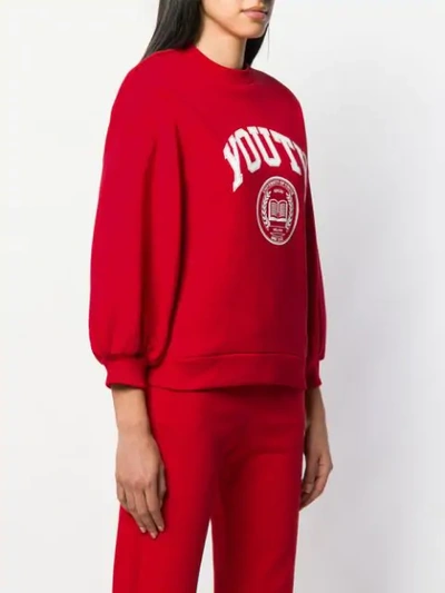 Shop Msgm Logo Sweater In Red