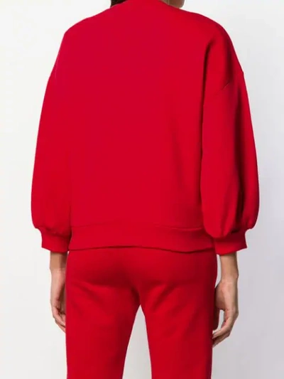 Shop Msgm Logo Sweater In Red